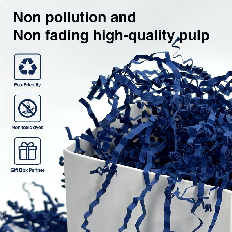Corlcol 1 LB Dark Blue Crinkle Paper for Gift Box Basket Filler Paper Shred On holiday Party(3MM) - Image 3